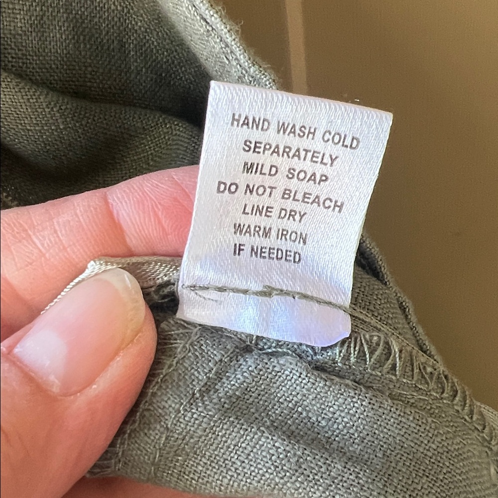 For Cynthia PL New w Tag 100% Linen Mid Skirt A Line Olive Green - Picture 9 of 10